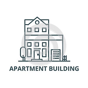 Apartment building line icon, vector. Apartment building outline sign, concept symbol, flat illustration
