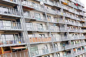 Apartment building with many balconies, Europe