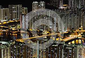 Apartment building at night