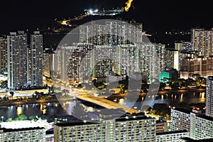 Apartment building at night