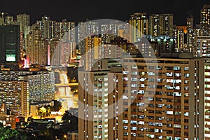 Apartment building at night