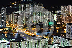 Apartment building at night