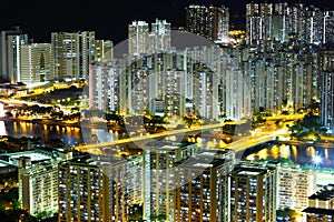 Apartment building at night