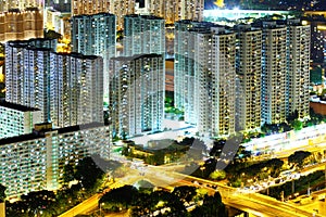 Apartment building at night