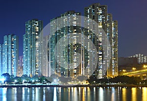 Apartment building at night