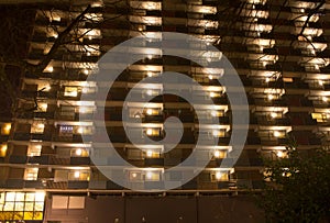 Apartment building at night