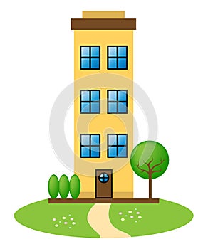 Apartment Building Represents Condo Property 3d Illustration