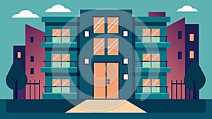 An apartment building with secure and private entrances for residents with anxiety or paranoia.. Vector illustration. photo