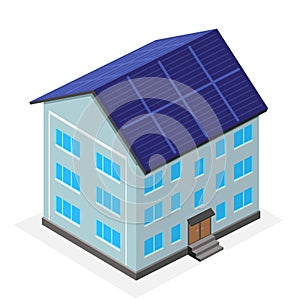 apartment building with solar panel roof