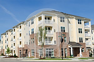 Apartment building in suburban area