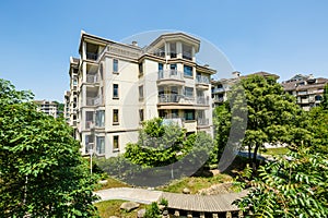 Apartment building in suburban photo