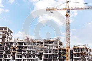 Apartment building under construction with scaffolding