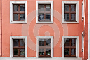 Apartment building windows in an old city