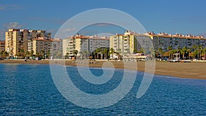 Apartment buildings along the beach of Malaga