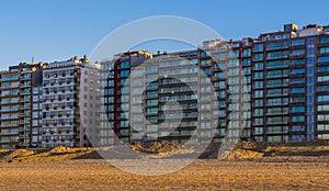 Apartment buildings at the beach of blankenberge, belgium, modern Belgian Architecture