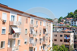 Apartment buildings in city of Berat Albania