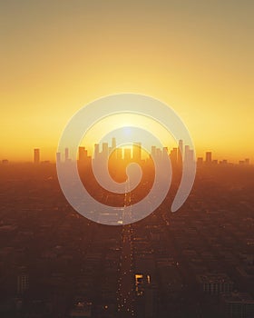 Apartment buildings in the city at sunset, vintage toned.