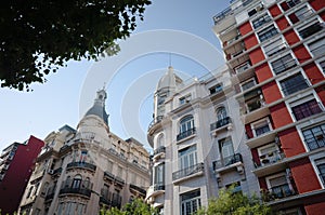 Apartment buildings in classic style located in one of the central areas of Buenos Aires called barrio Balvanera photo