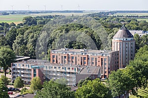 Apartment buildings in Emmeloord, Dutch city in a polder