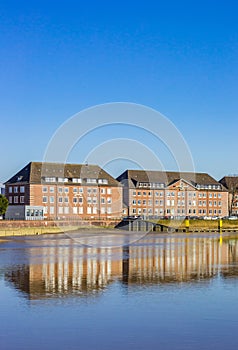 Apartment buildings at the Geeste river in Bremerhaven