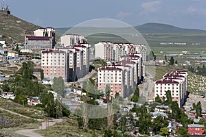 Apartment buildings at Kars in eastern Turkey.