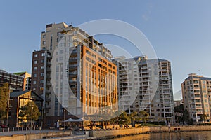 Apartment buildings at Pyrmont in Sydney, Australia. Apartment b