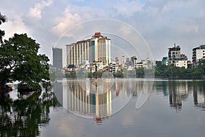 Apartment buildings in residential area of Hanoi, Vietnam.