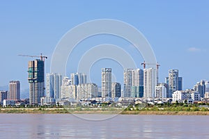 Apartment buildings with a river view, Wenzhou, Zhejiang Province, China