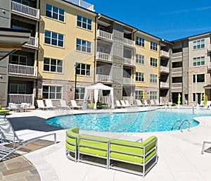 Apartment complex court exterior photo