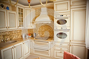 Apartment flat kitchen in ivory color