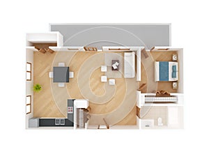 Apartment floor plan top view