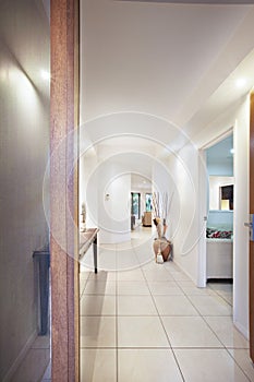 Apartment hall entrance with ceramic tiles