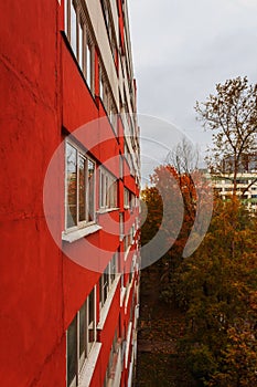 Apartment house. Autumn view from the window.