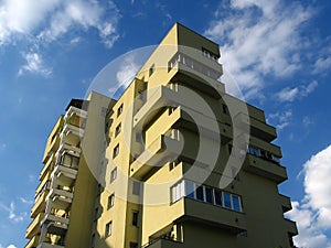 Apartment house in clouds