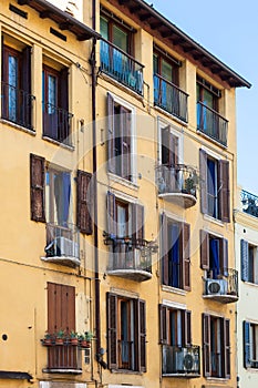 Apartment house in Verona city in spring