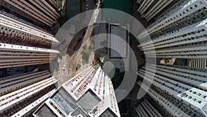 Apartment houses from above, roofs, air-conditioned, facades, courtyards