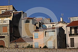 Apartment houses in Antibes. French riviera, Mediterranean sea