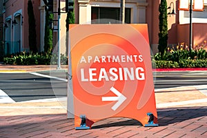 Apartment leasing sign promote the rental property