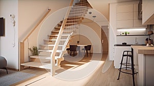 Apartment mit kamin und treppe AI Generated image