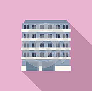 Apartment multistory building icon flat vector. Estate street mall