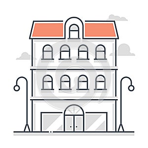 Apartment related color line vector icon, illustration