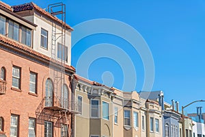 Apartment and rowhouses in an urban area at San Francisco, CA