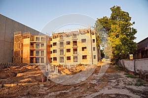 Apartment site construction in Huntsville, Texas, USA