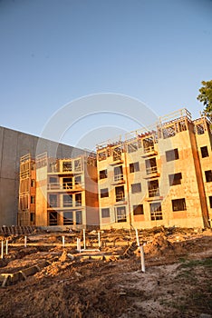 Apartment site construction in Huntsville, Texas, USA