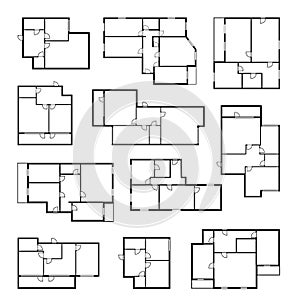 Apartment vector plans, architectural project blueprint