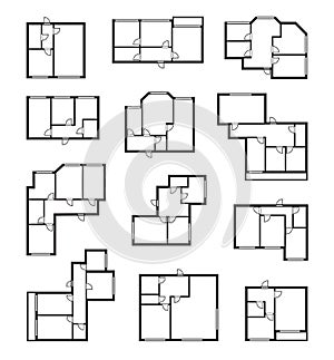 Apartment vector plans, architectural project blueprint