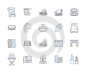 Apartments and accomodation outline icons collection. Accommodation, Apartments, Rentals, Bedsitters, Leases, Suites