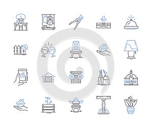 Apartments and accomodation outline icons collection. Accommodation, Apartments, Rentals, Bedsitters, Leases, Suites