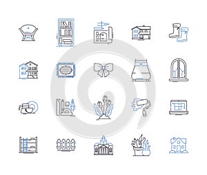 Apartments and accomodation outline icons collection. Accommodation, Apartments, Rentals, Bedsitters, Leases, Suites