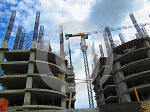 Apartments buildings under construction.